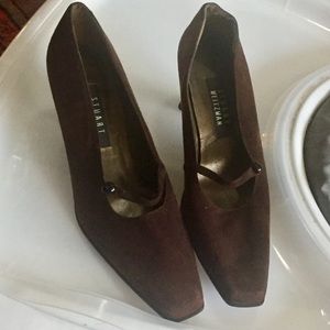 Stuart Weitzman brown suede leather shoe Maryjane